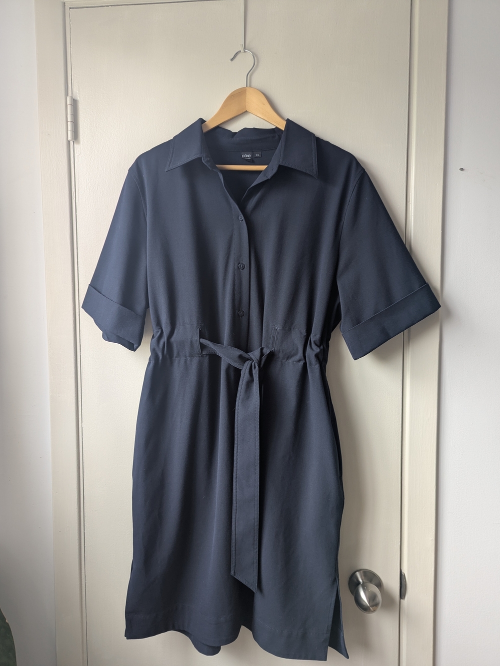 Icone Navy Shirt Dress with Tie Waist